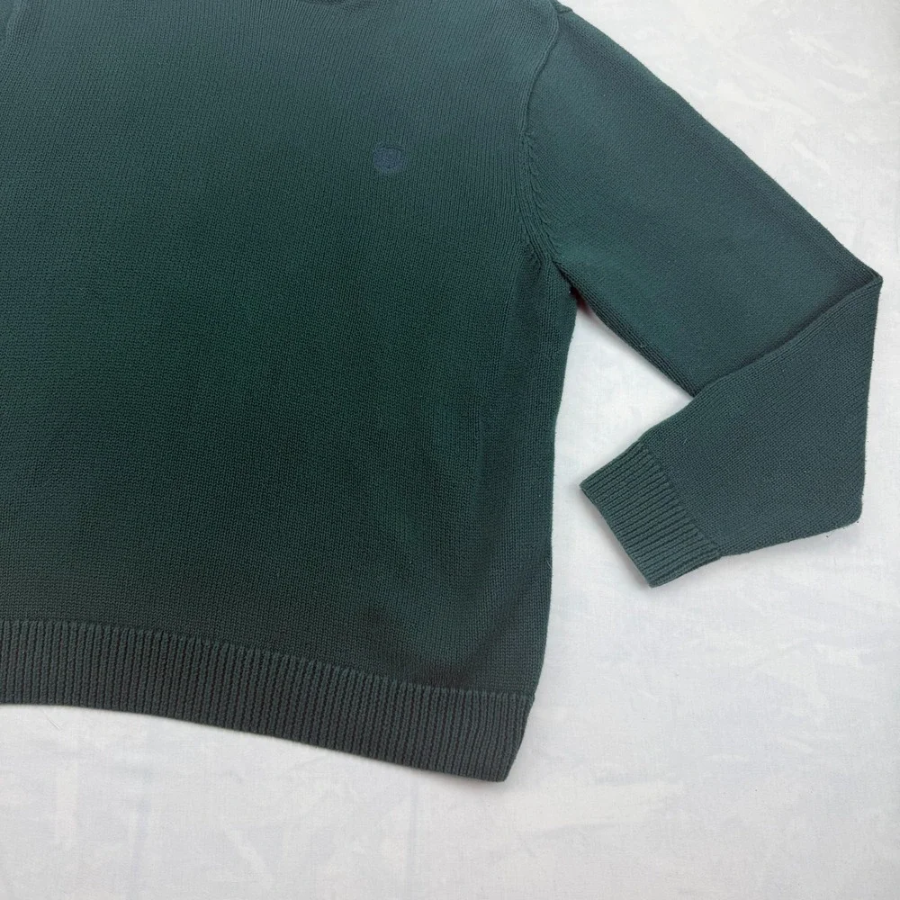 Chaps Sweater Mens XL Green Tight Knit Ribbed Hem Long Sleeve Crew Neck Pullover